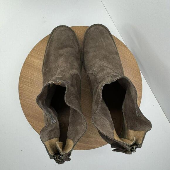 Brown UGG Womens Suede Heeled Ankle Boots With Back Zipper Size 9 Pre-Owned Leat - Picture 7 of 10